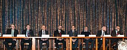 The Laureates of the Prize in economics, physics and chemistry appeared together at an event of the Royal Swedish Academy of Sciences in 2013.