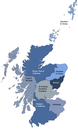 Map of the dioceses of the Scottish Episcopal Church