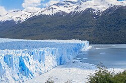 The terminus of the Perito Moreno Glacier in the Argentino Lake.
