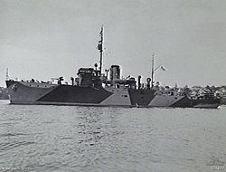 HMIS Bombay in Sydney Harbour, 1942.