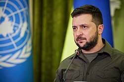 Zelenskyy at a meeting with the UN Secretary-General, April 2022