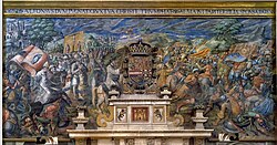Battle of Las Navas de Tolosa XVII century painting in Las Huelgas Abbey.