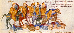 Defeat of the Bulgarians by the Byzantines depicted in the Madrid Skylitzes