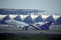 Suvarnabhumi Airport is home to flag carrier Thai Airways International.